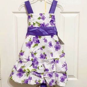 Rare Editions Purple & White Floral Dress
